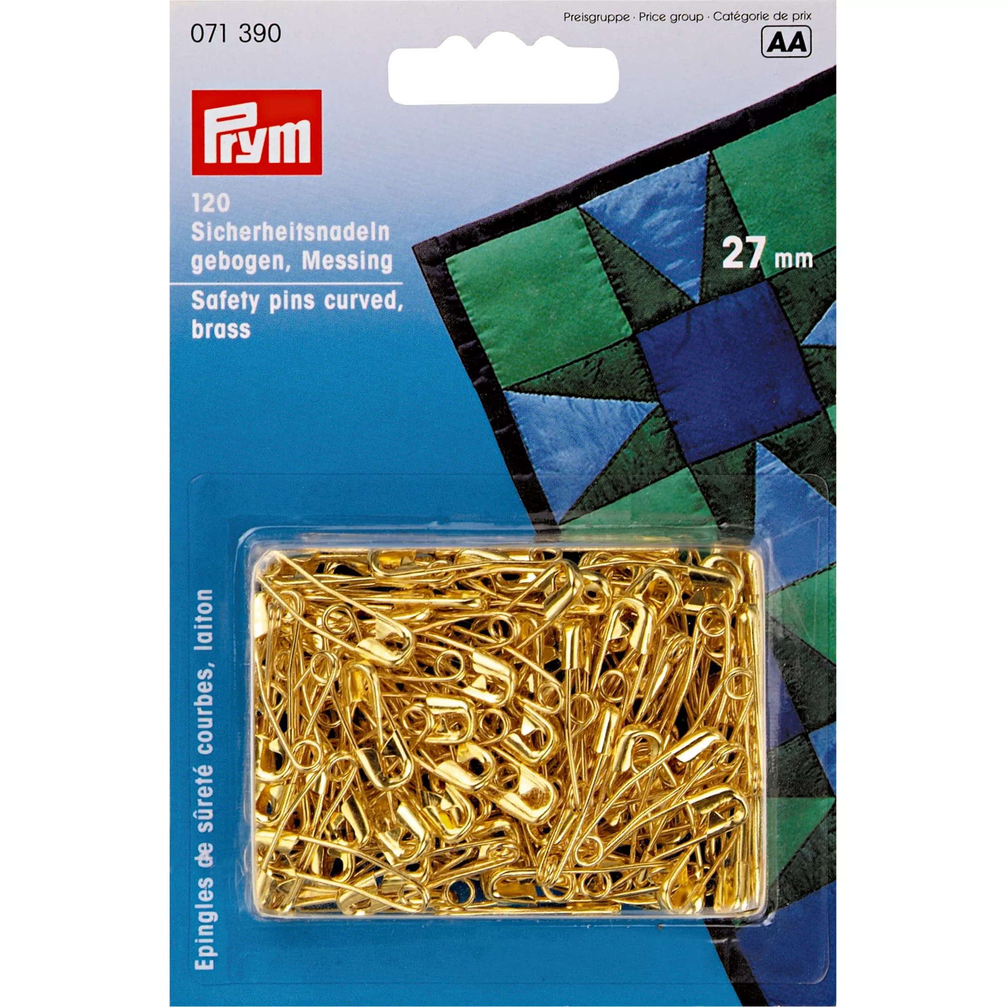 Sicherheitsnadeln gebogen, Nr.1, 27mm, goldfarbig